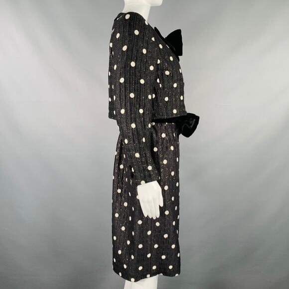 VALENTINO Size M Black White Polka Dot Strapless Dress Jacket Set - Picture 3 of 10